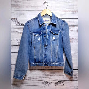 Duckhead Denim Jacket in Medium‎ Blue size Large Casual Lightweight Distressed